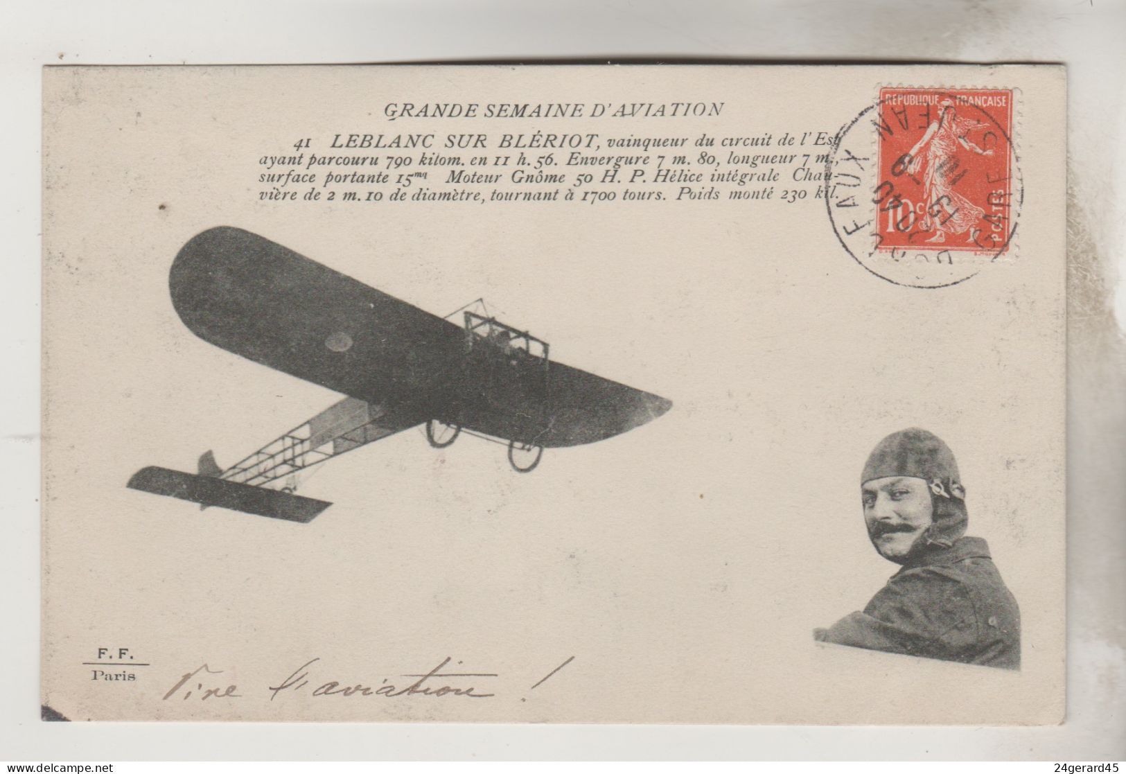 CPA TRANSPORT AVIATION AVIATEUR - LEBLANC Sur Avion Blériot - Aviateurs