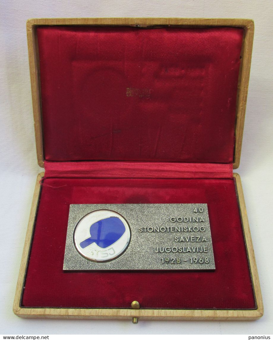 Table Tennis Tischtennis Ping Pong - STSJ Yugoslavia Federation Association, Enamel Plaque / Plakette With Box, Bertoni - Table Tennis