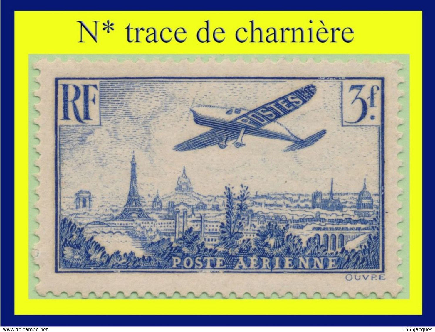 POSTE AÉRIENNE N° 12 AVION SURVOLANT PARIS 1936 - N* TRACE DE CHARNIÈRE - - 1927-1959 Neufs