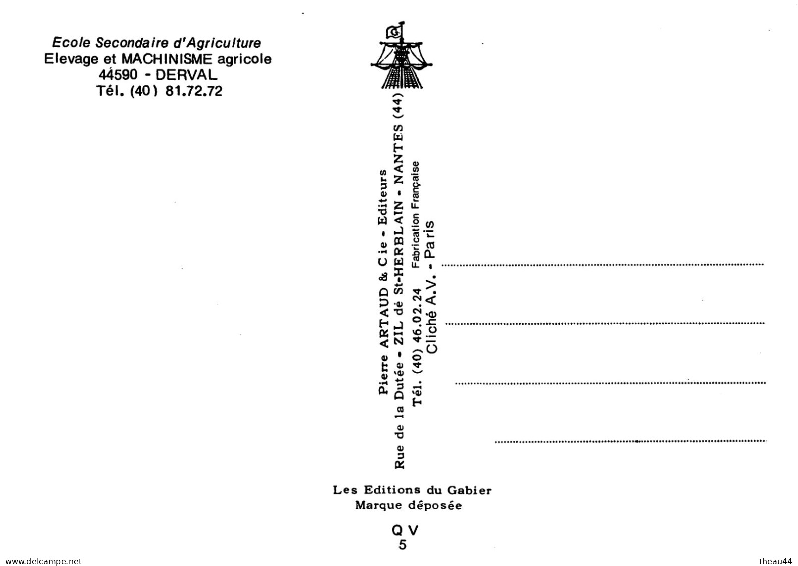 DERVAL - Lot De 3 Cpm - Ecole Secondaire D'Agriculture - Spécialisée Dans L'Elevage Et La Mécanique Agricole - Le Stade - Derval