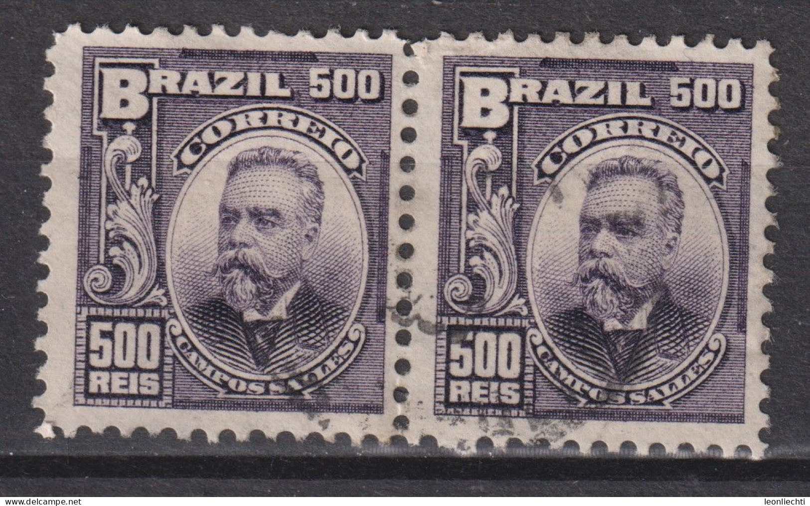1906 Brasilien,Mi:BR 170, Sn:BR 182, Yt:BR 135,Campos Salles (1841-1913),Personalities And Liberty Allegory - Gebruikt