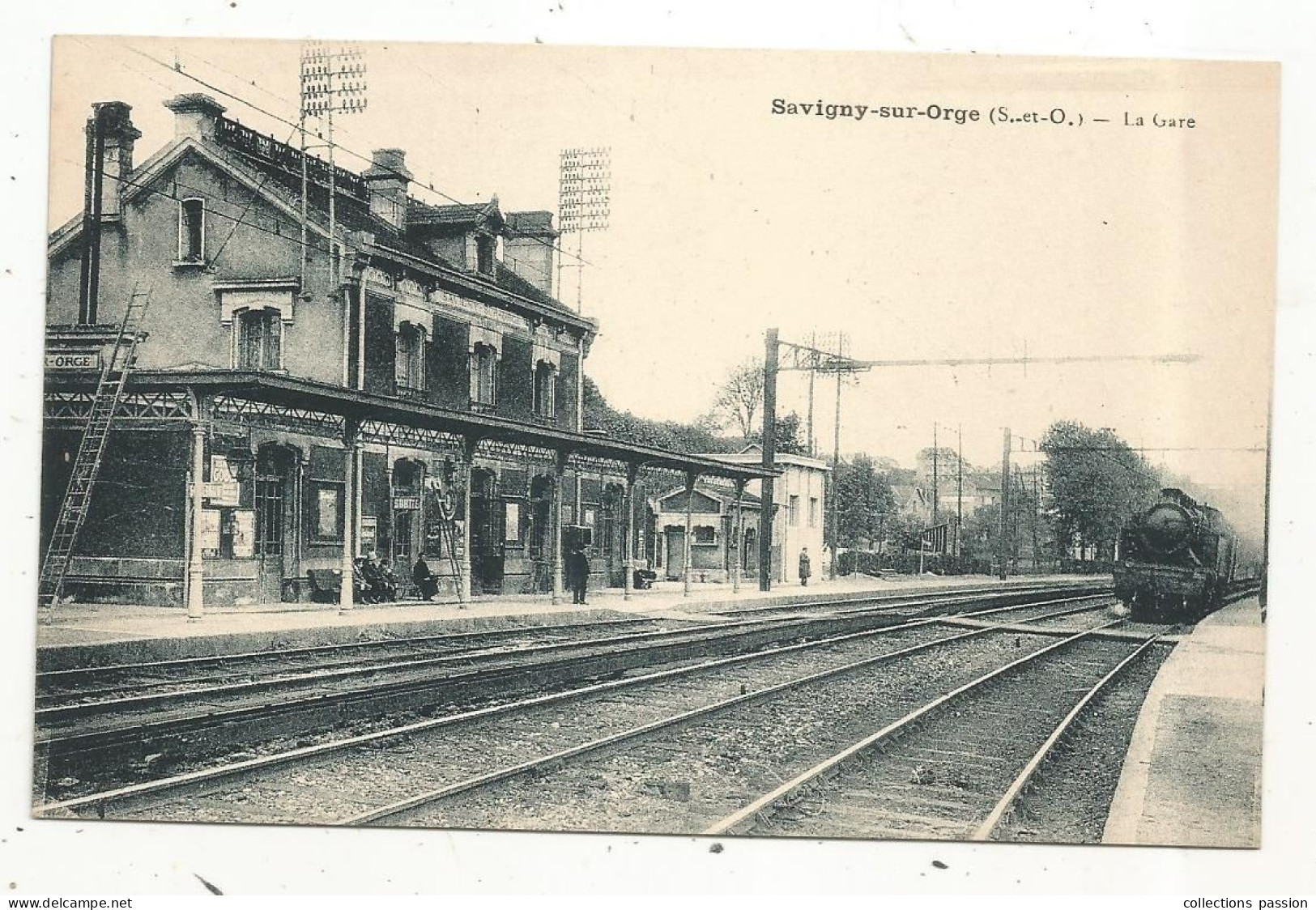 Cp, Chemin De Fer, La Gare Avec Train, 91 , SAVIGNY SUR ORGE , Union Phototypique Parisienne - Estaciones Con Trenes
