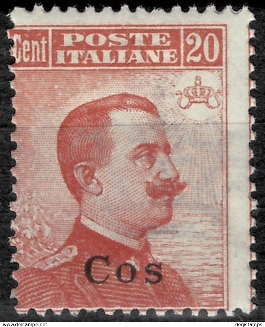 Italy / Aegean Colonies Cos 1916  20C Brownish Red Perf: 14 / Watermarked - Aegean (Coo)