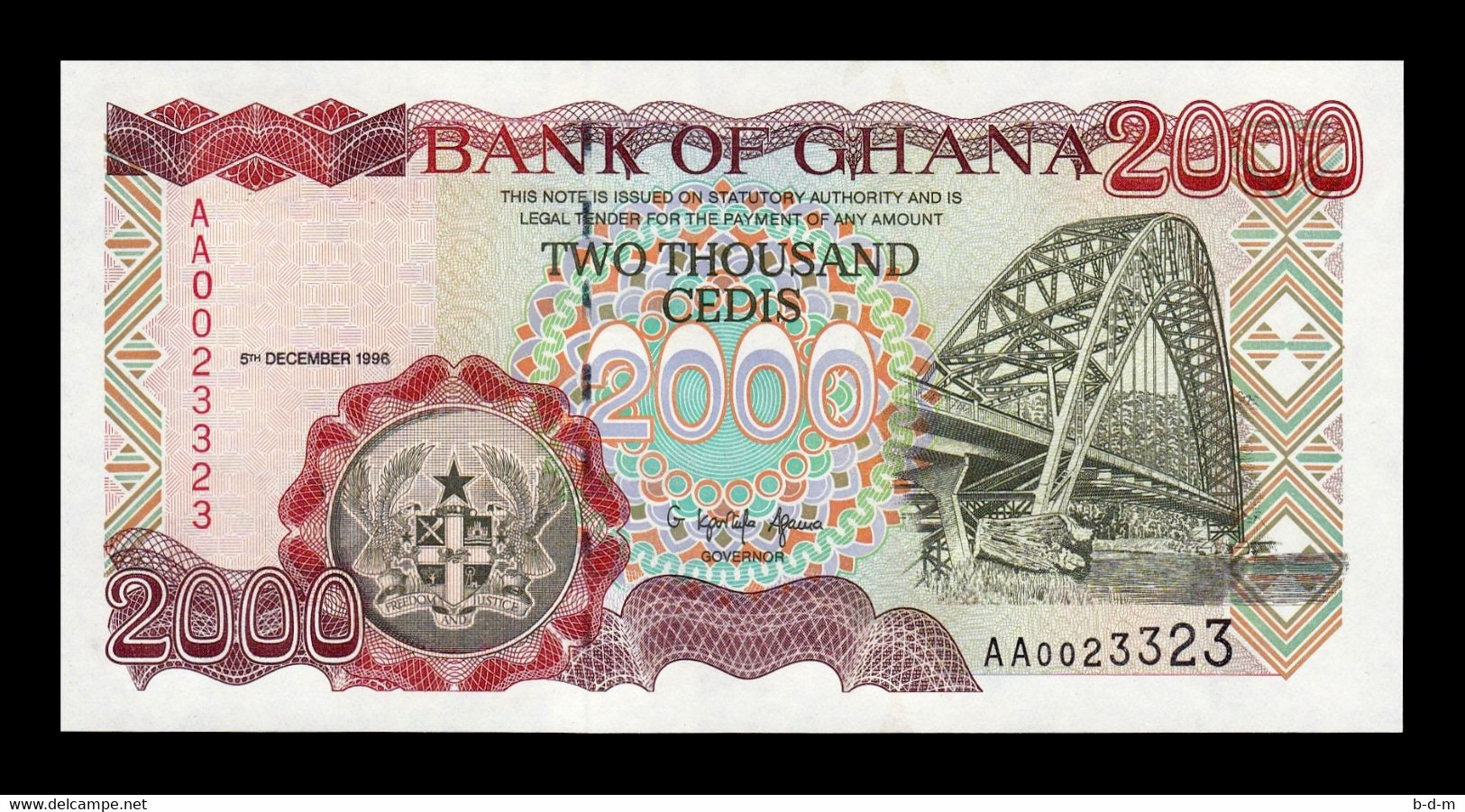 Ghana 2000 Cedis 1996 Pick 33a Sc Unc - Ghana