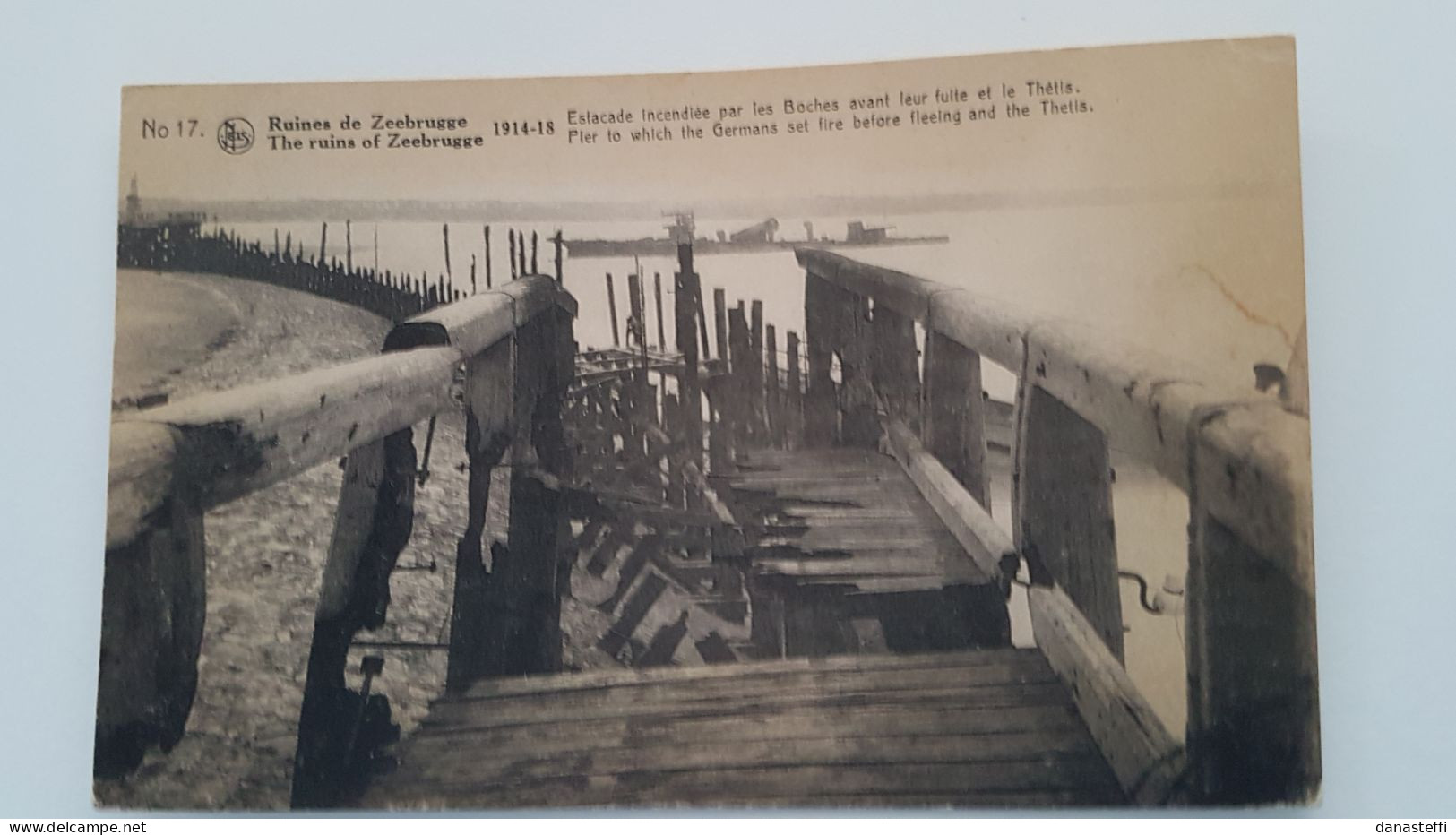 THE RUINS OF ZEEBRUGGE  PIER TO WHICH THE GERMANS SET FIRE BEFORE FLEEING AND THE THETIS - Zeebrugge
