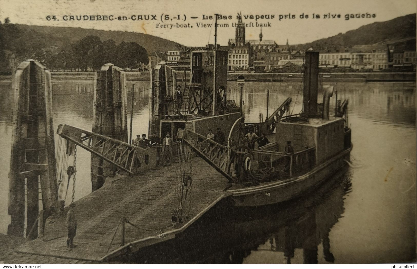 Caudebec (76) Le Bac A Vapeur Pris De La Rive Gauche 1926 - Caudebec-en-Caux
