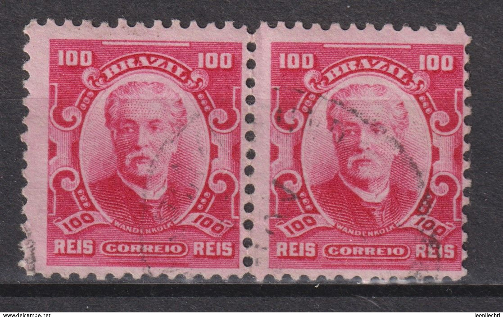 1906 Brasilien Mi:BR 166a, Sn:BR 177, Yt:BR 131 Rot, Eduardo Wandenkolk (1838-1902) Personalities And Liberty Allegory - Oblitérés