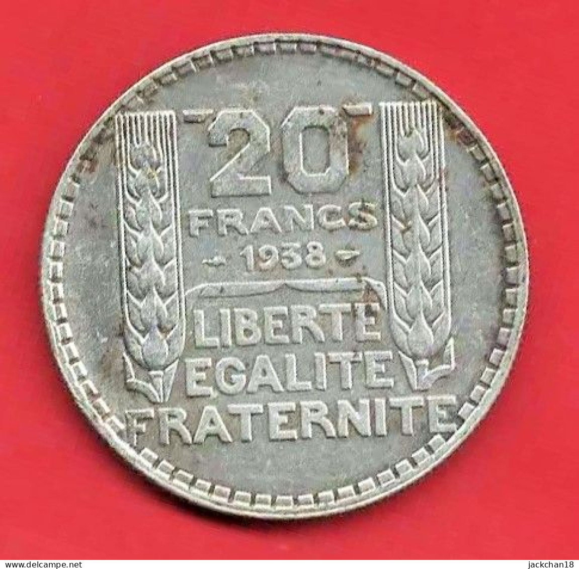 -- 20 FRANCS TURIN ARGENT/ 1938 -- - 20 Francs