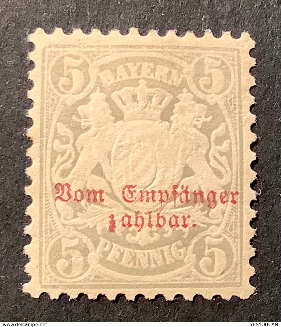 Bayern Portomarken Mi 8 PLATTENFEHLER  1882-1885 Wz 3, 5Pf * BESCHÄDIGTIGTES Z  (Bavaria Postage Due Timbre Taxe VF - Nuevos