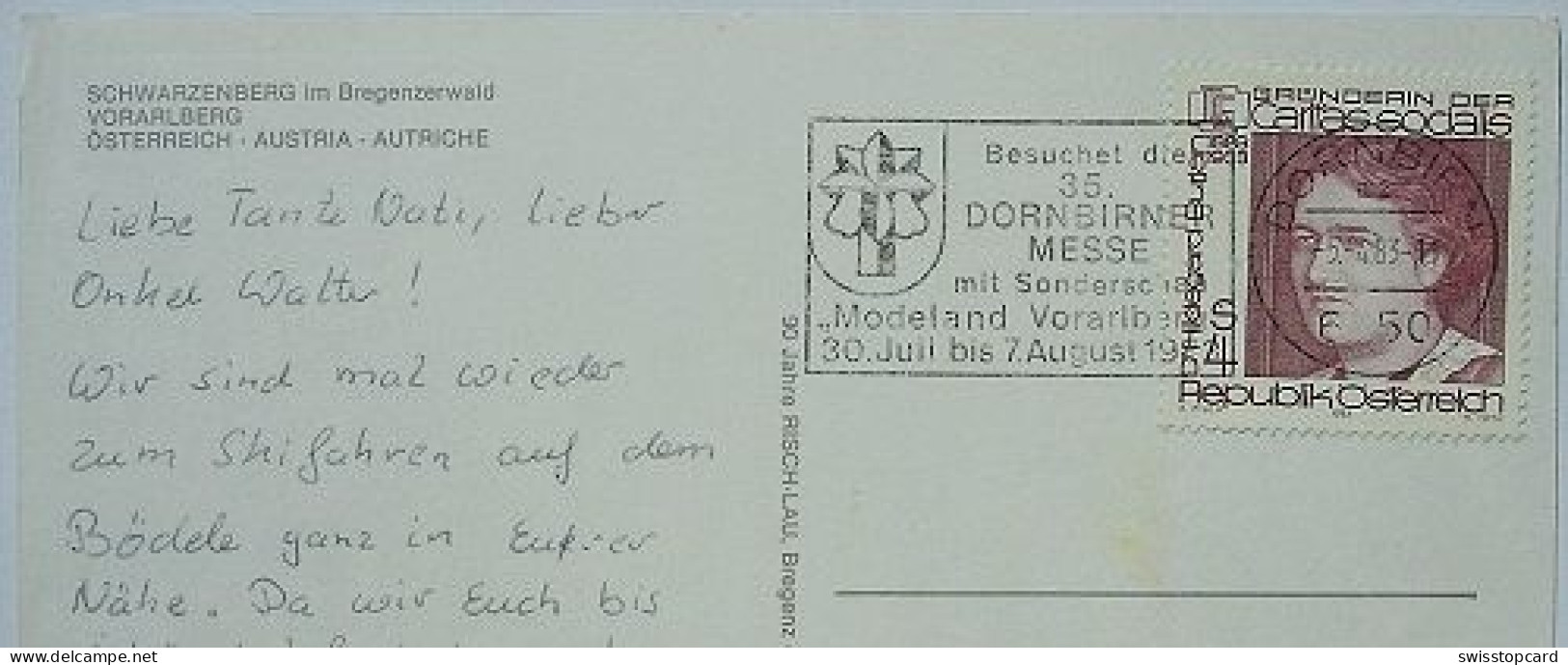 SCHWARZENBERG Im Bregenzerwald Vorarlberg Stempel Messe Dornbirn - Bregenzerwaldorte