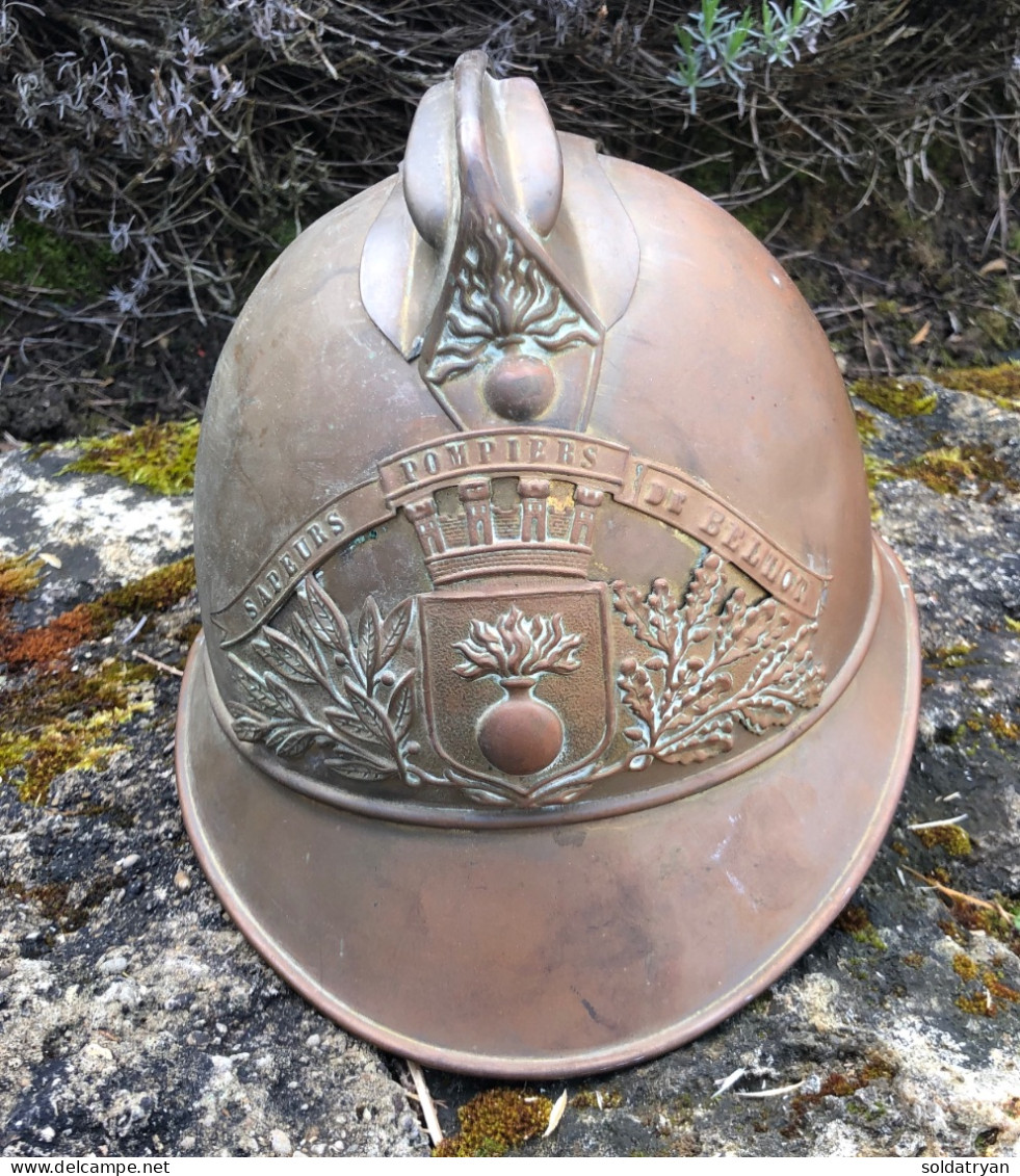 Original WW1 Casque Pompier 1895 Français De BELLOT (seine Et Marne ) - Firemen