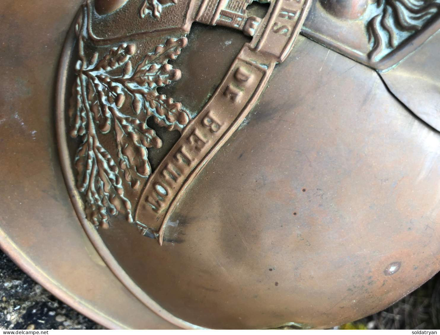 Original WW1 Casque Pompier 1895 Français De BELLOT (seine Et Marne ) - Firemen