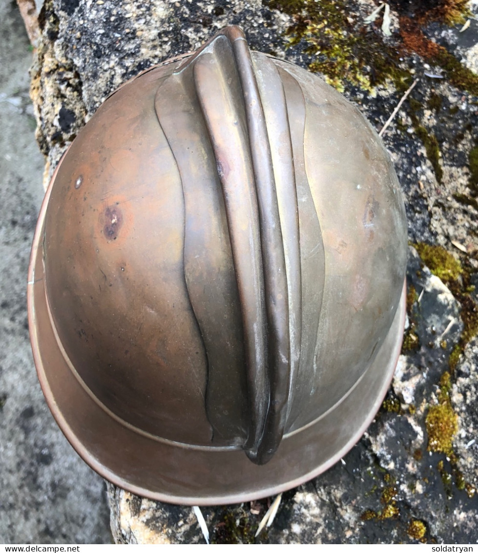 Original WW1 casque pompier 1895 français de BELLOT (seine et marne )