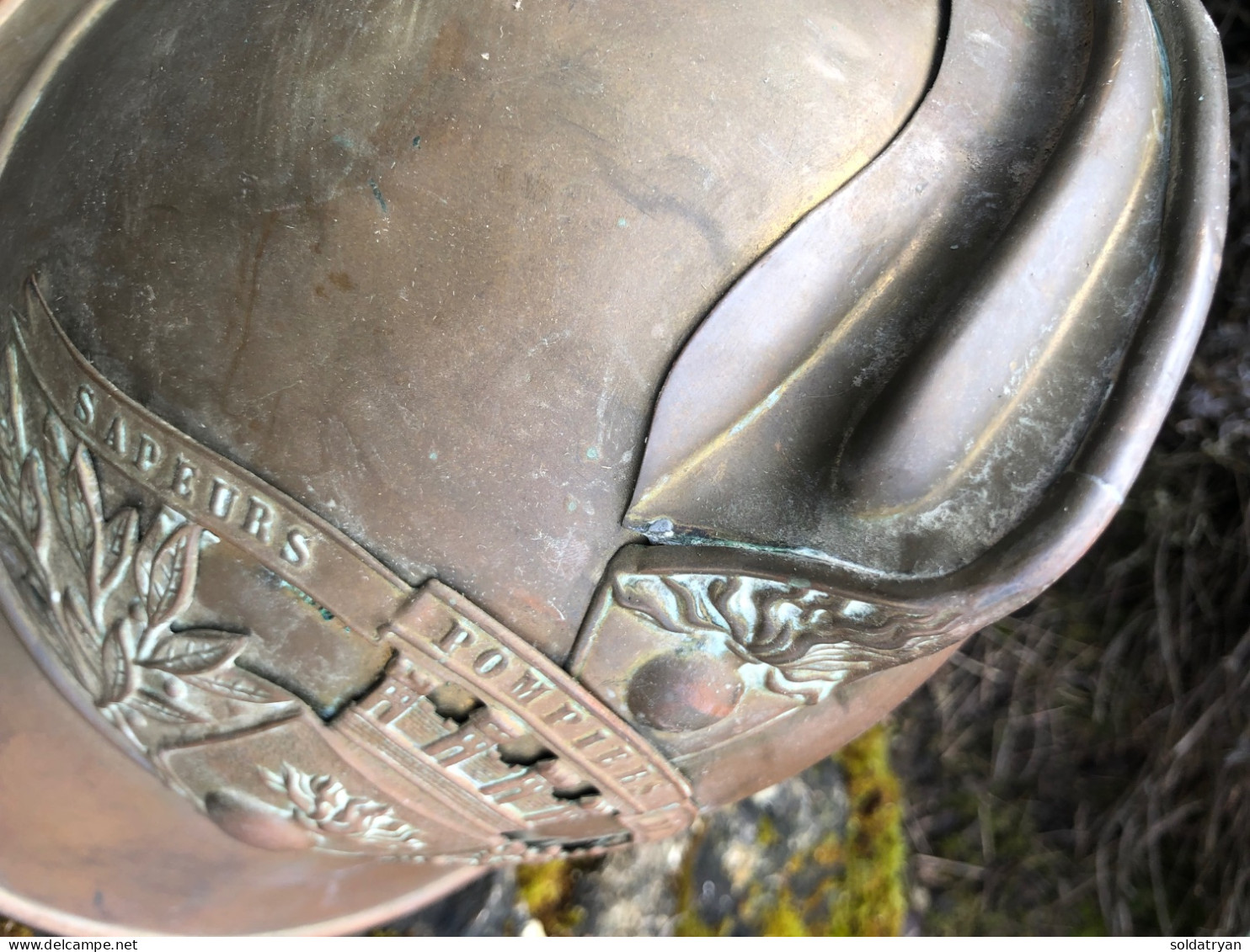 Original WW1 casque pompier 1895 français de BELLOT (seine et marne )