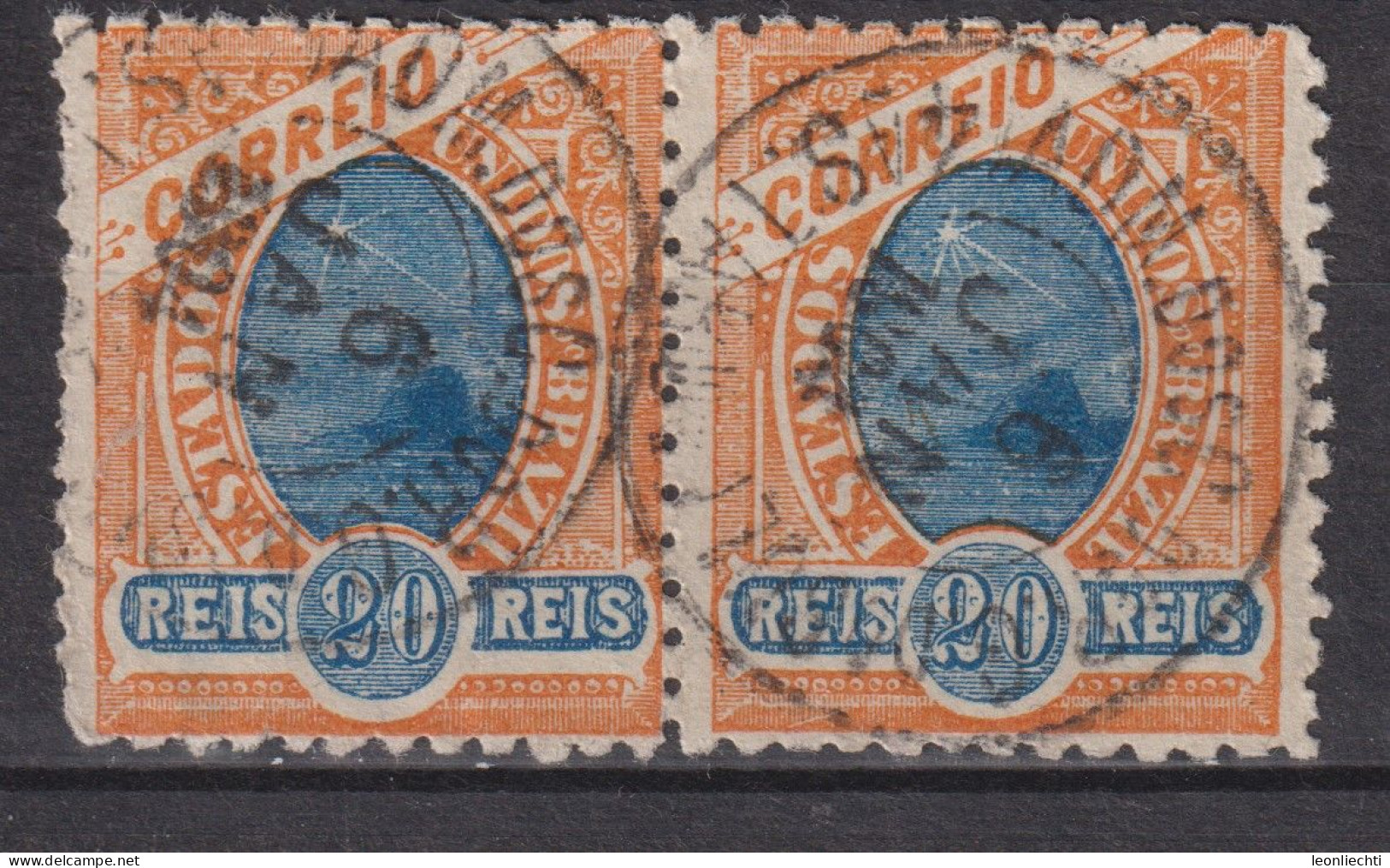1905 Brasilien Mi:BR 155, Sn:BR 167, Yt:BR 120, Sugarloaf Mountain,Republican Dawn With Watermark - Used Stamps