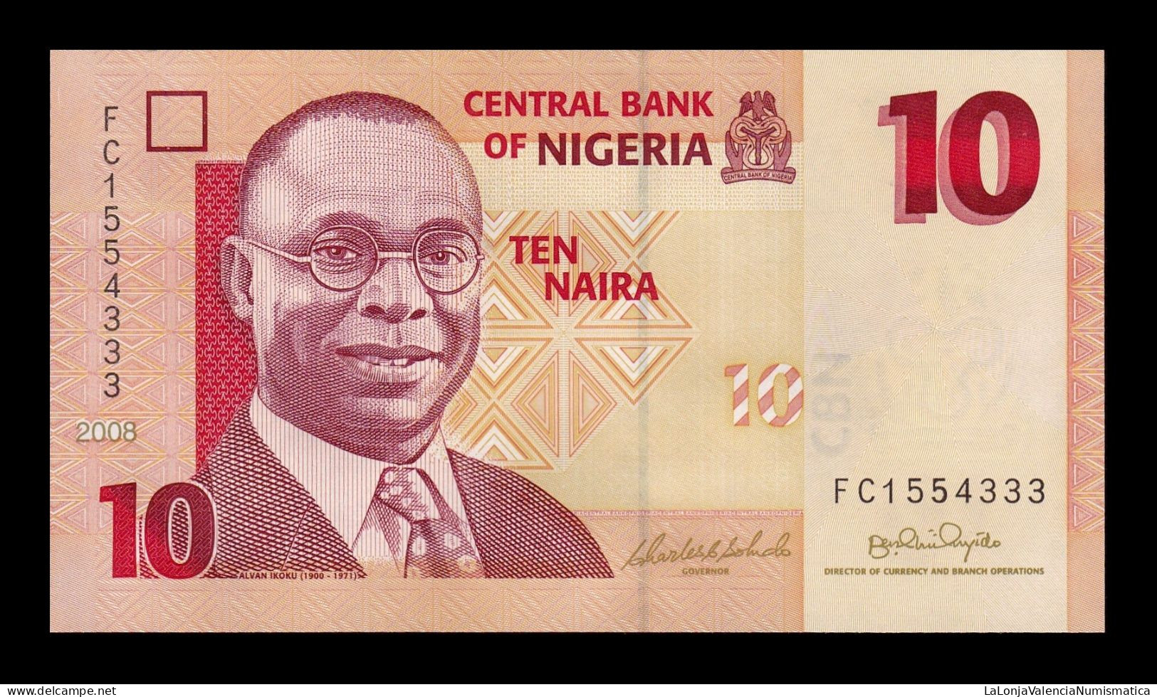 Nigeria 10 Naira 2008 Pick 33c Sc Unc - Nigeria