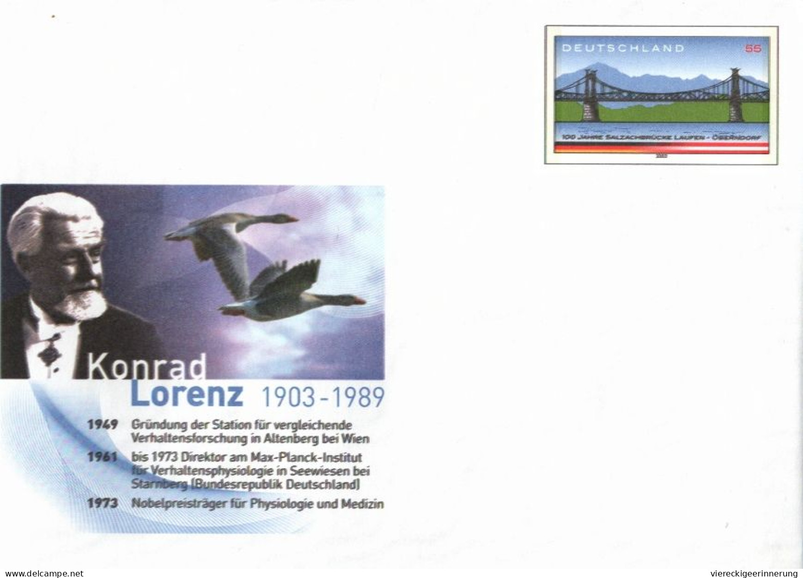 ! 2003 Ganzsache Bund, USo63, Konrad Lorenz, Salzachbrücke, Mit Deutlichem Doppeldruck - Umschläge - Ungebraucht