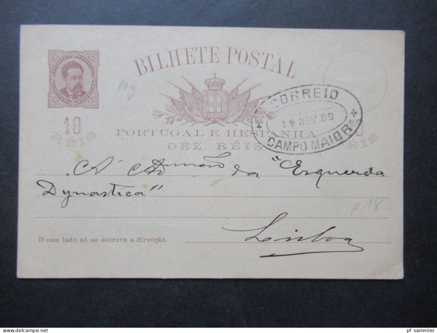 Portugal 1889 Ganzsache 10 Reis Stempel Correio Campo Maior - Postal Stationery