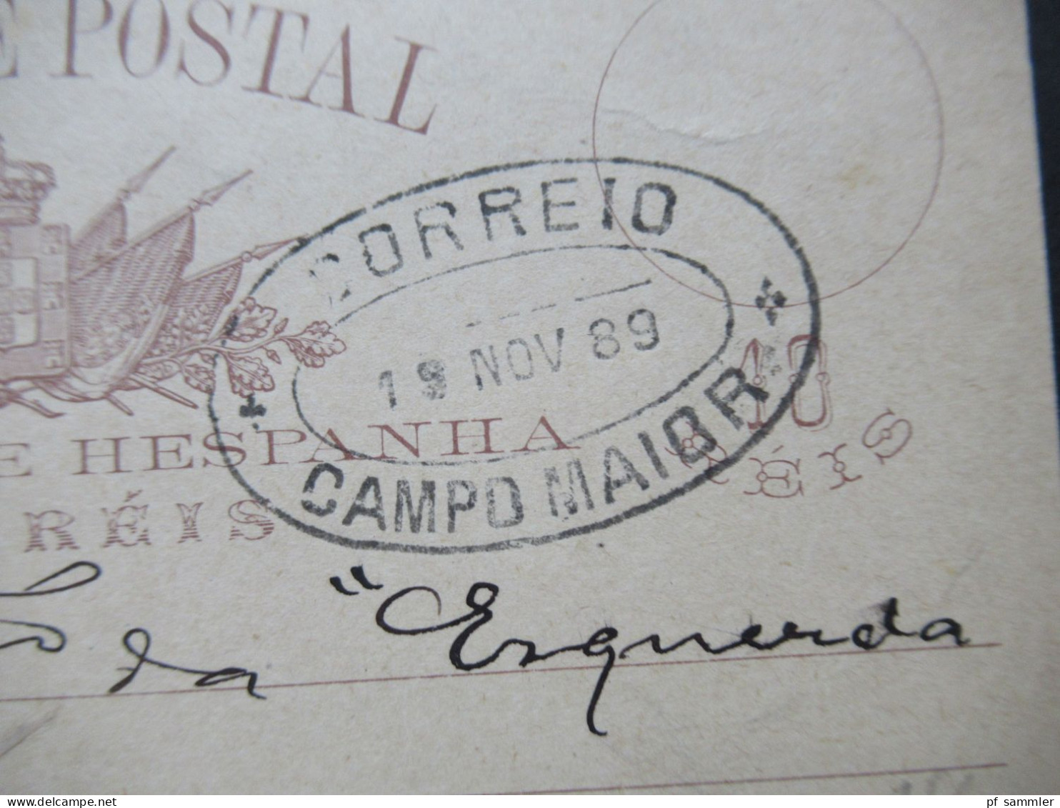 Portugal 1889 Ganzsache 10 Reis Stempel Correio Campo Maior - Ganzsachen