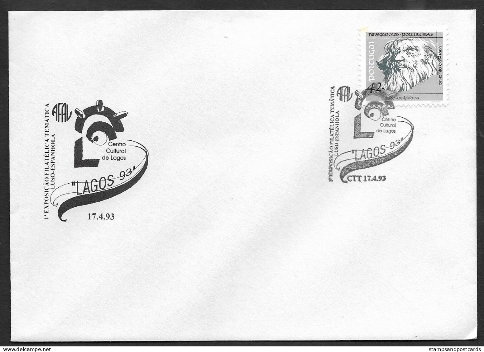 Portugal Lettre Cachet Commemoratif Lagos Algarve Expo Philatelique 1993 Event Cancel Cover Stamp Expo - Flammes & Oblitérations