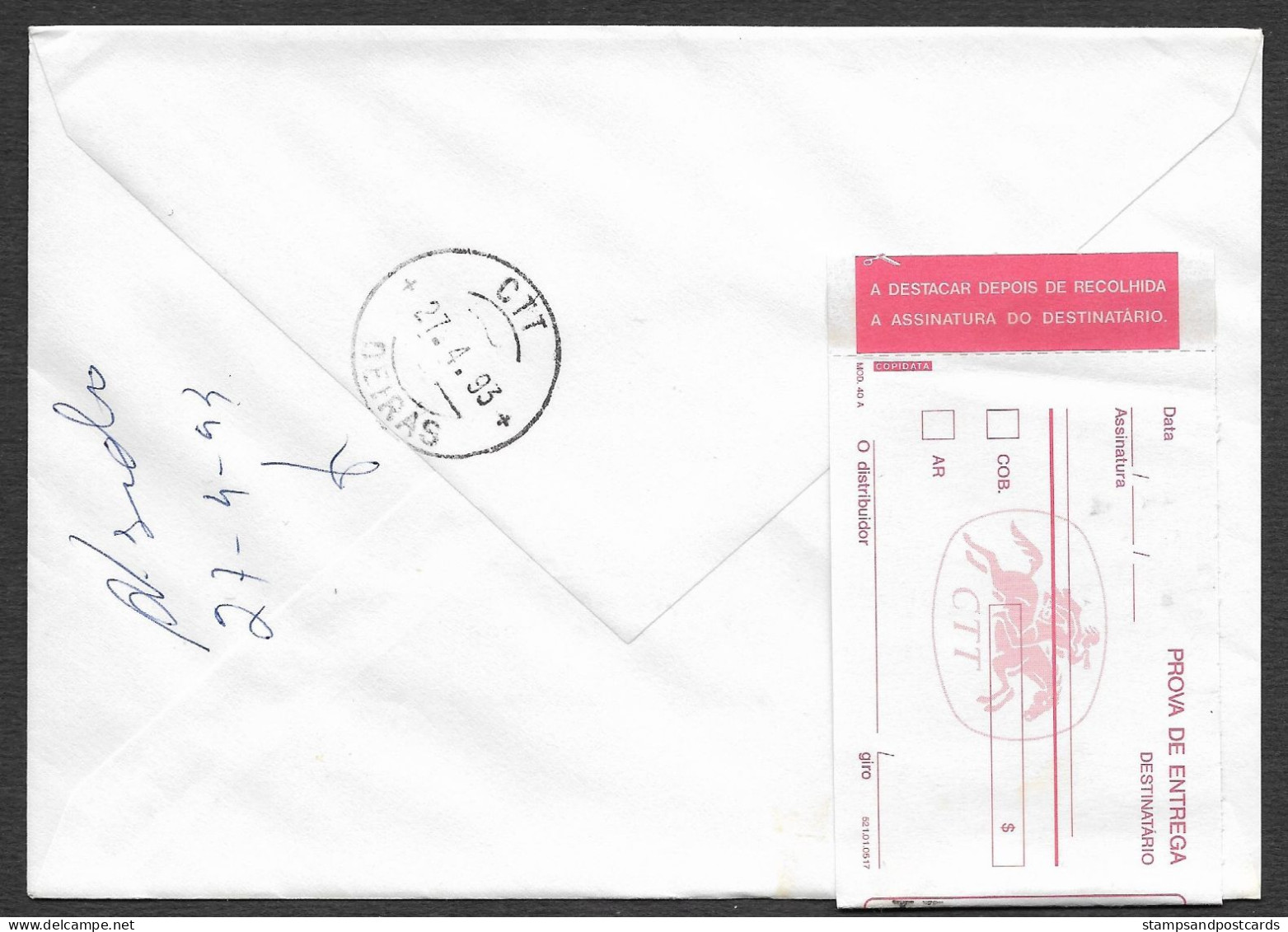 Portugal Lettre Recommandée Cachet Commémoratif Fort Lagos Algarve Expo Philatelique 1993 R Cover Fortress Stamp Expo - Maschinenstempel (Werbestempel)