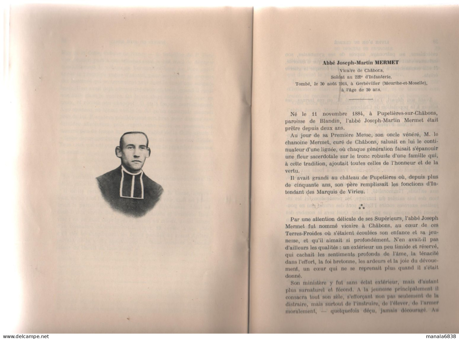 Diocèse Grenoble Livre D'Or Du Clergé Guerre 1914 1918 - Francese