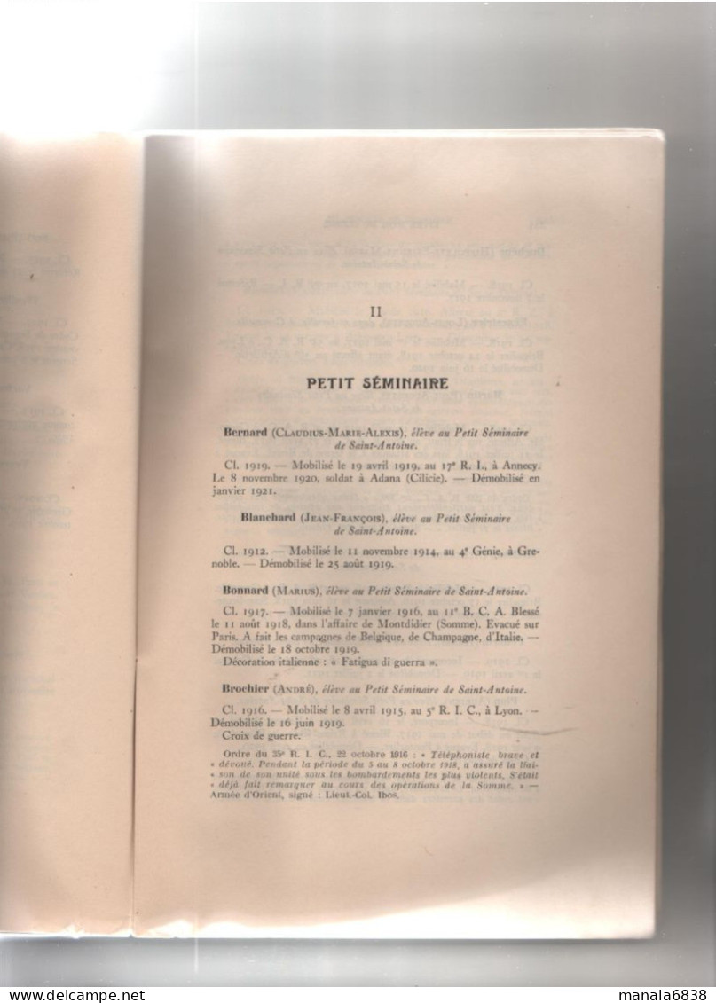 Diocèse Grenoble Livre d'Or du Clergé Guerre 1914 1918