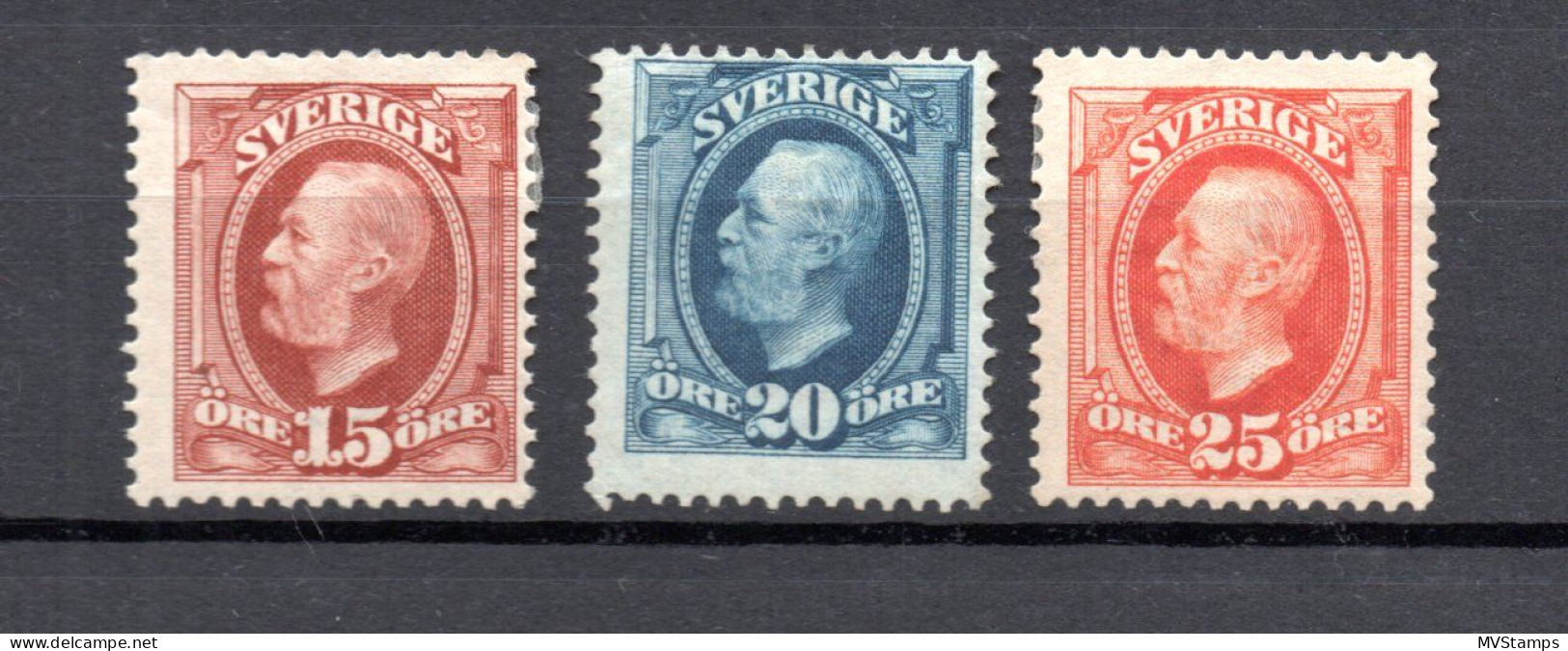 Sweden 1891 Old Definitive King Oscar Stamps (Michel 44/46) Nice MLH - Ongebruikt