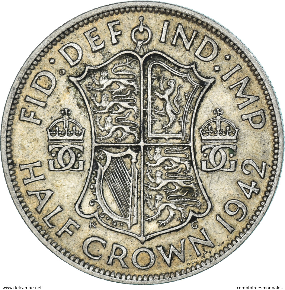 Monnaie, Grande-Bretagne, George VI, 1/2 Crown, 1942, British Royal Mint, TB+ - K. 1/2 Crown