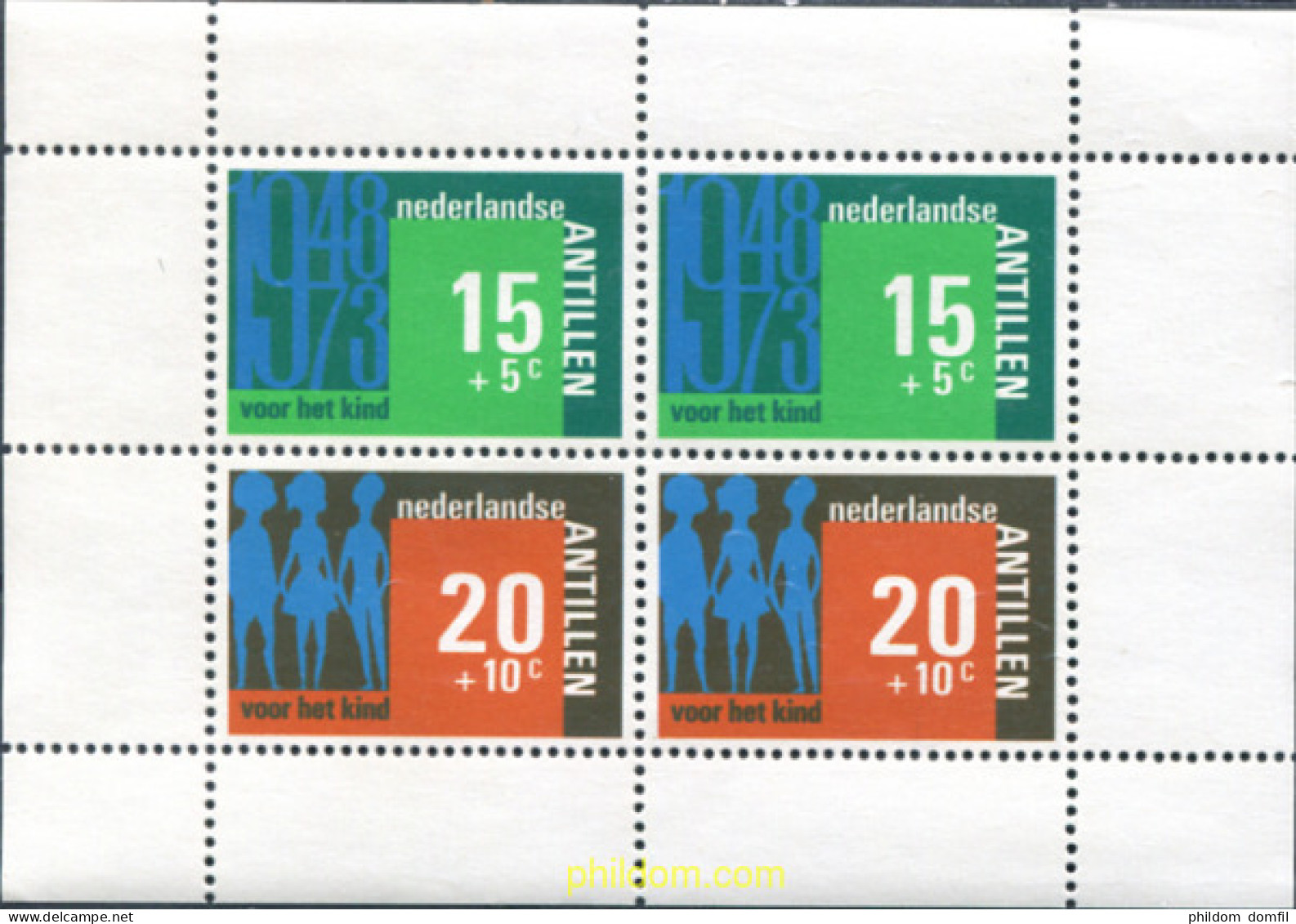 282916 MNH ANTILLAS HOLANDESAS 1973 25 ANIVERSARIO DE LOS PRIMEROS SELLOS PRO INFANCIA - Antilles