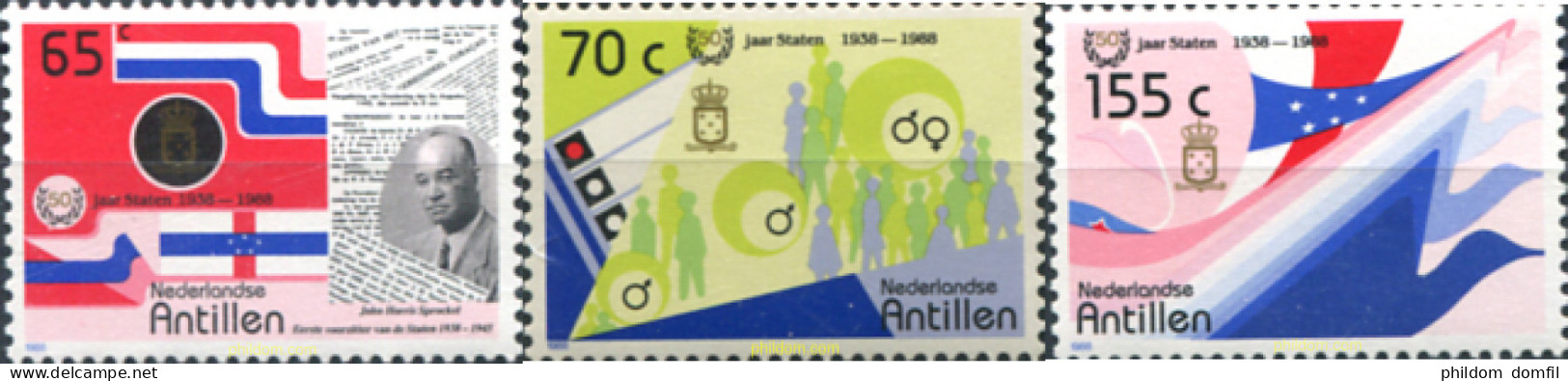 283018 MNH ANTILLAS HOLANDESAS 1988 CINCUENTENARIO DEL PARLAMENTO DE LAS ANTILLAS HOLANDESAS - Antilles