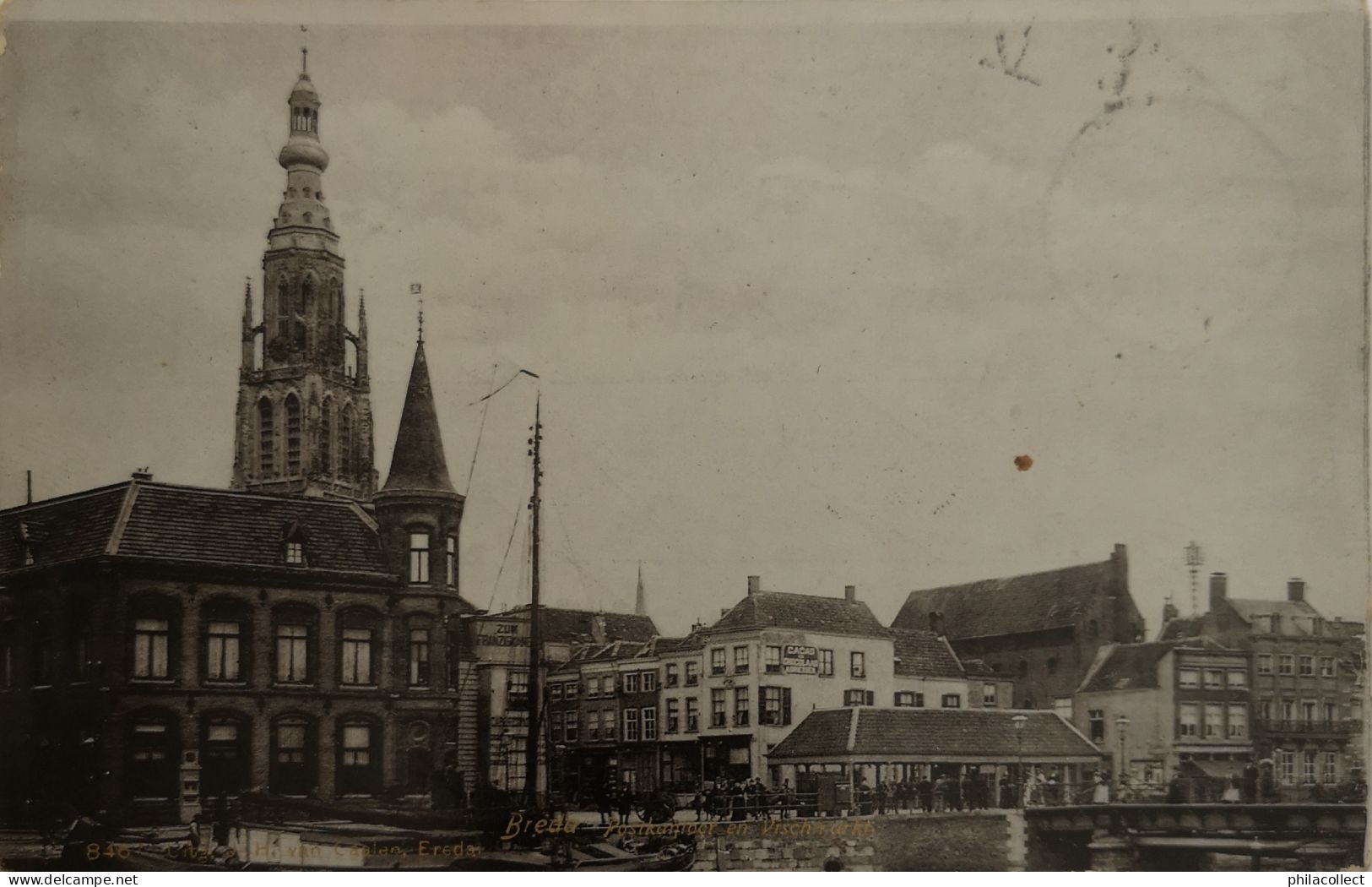 Breda (N - Br.)  Postkantoor En Vischmarkt 1905 - Breda