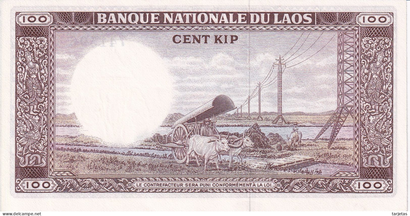 BILLETE DE LAOS DE 100 KIP DEL AÑO 1974 SIN CIRCULAR (UNC) (BANKNOTE) - Laos
