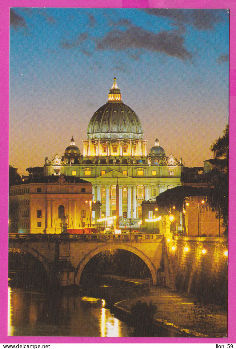 290431 / Italy - Roma (Rome)  - Nacht Night Nuit The Tiber Bridge And St. Peters Basilica  PC 635 Italia Italie - Brücken