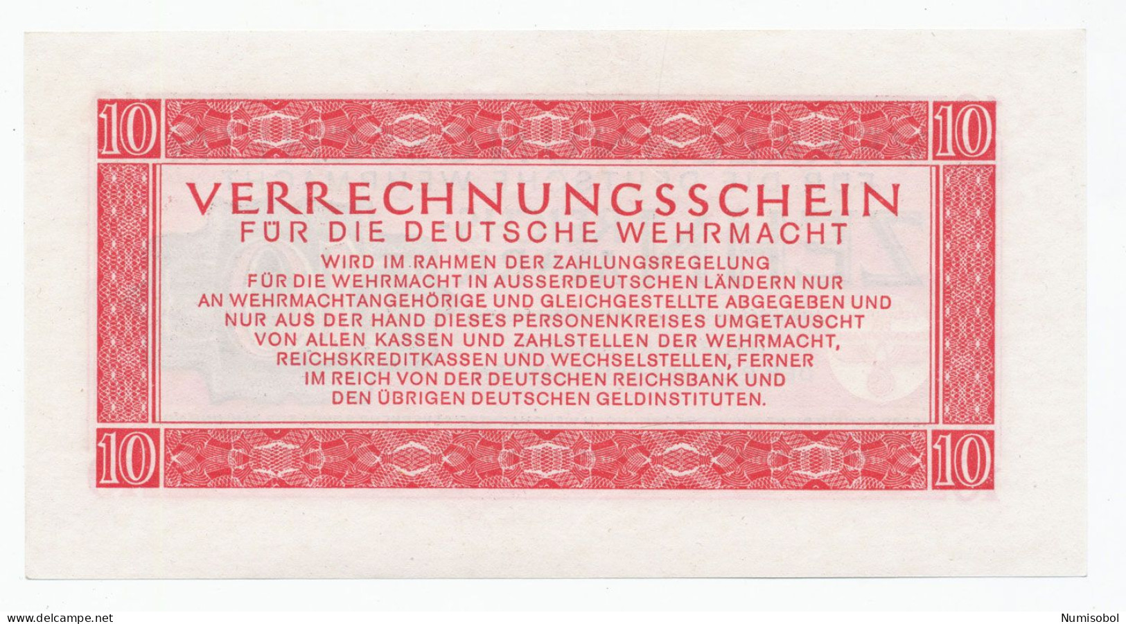 GERMANY, DEUTSCHLAND - 10 Reichsmark 15. 9. 1944. PM40, UNC. (D001) - 10 Reichsmark