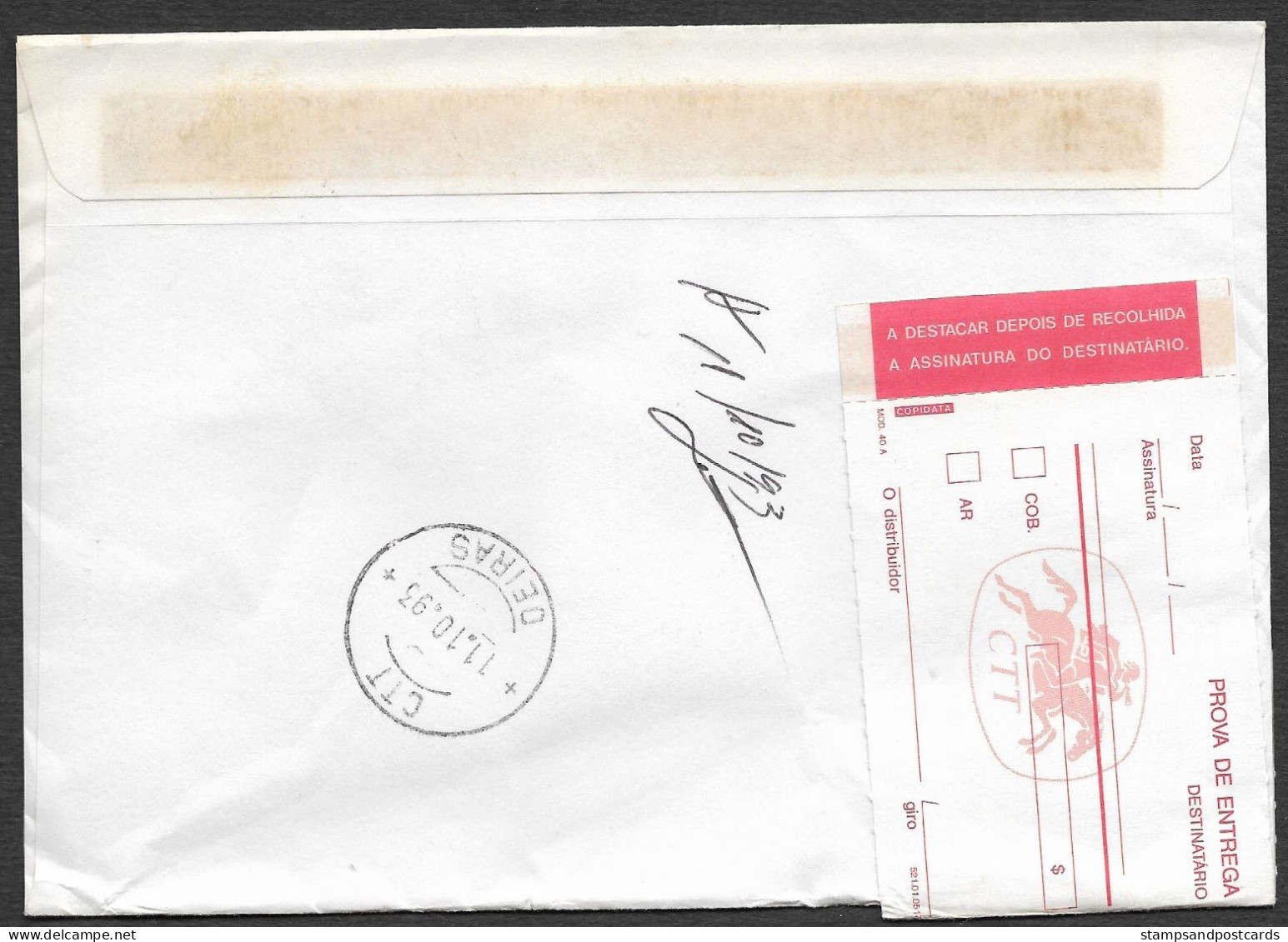 Portugal Lettre Recommandée Cachet Commemoratif 1993 Armoires Oliveira Do Hospital R Cover Event Cancel Coat Of Arms - Maschinenstempel (Werbestempel)