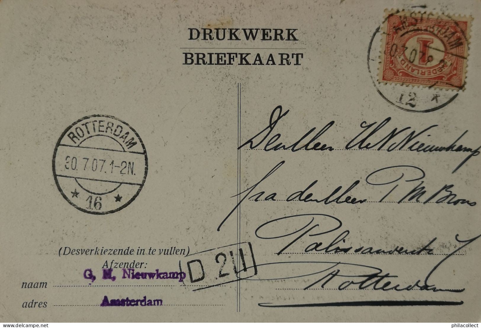 Amsterdam // Hamburger Marine Kapel In Bellevue Op De Leidsche Kade (Promo Kaart) 1907 - Amsterdam