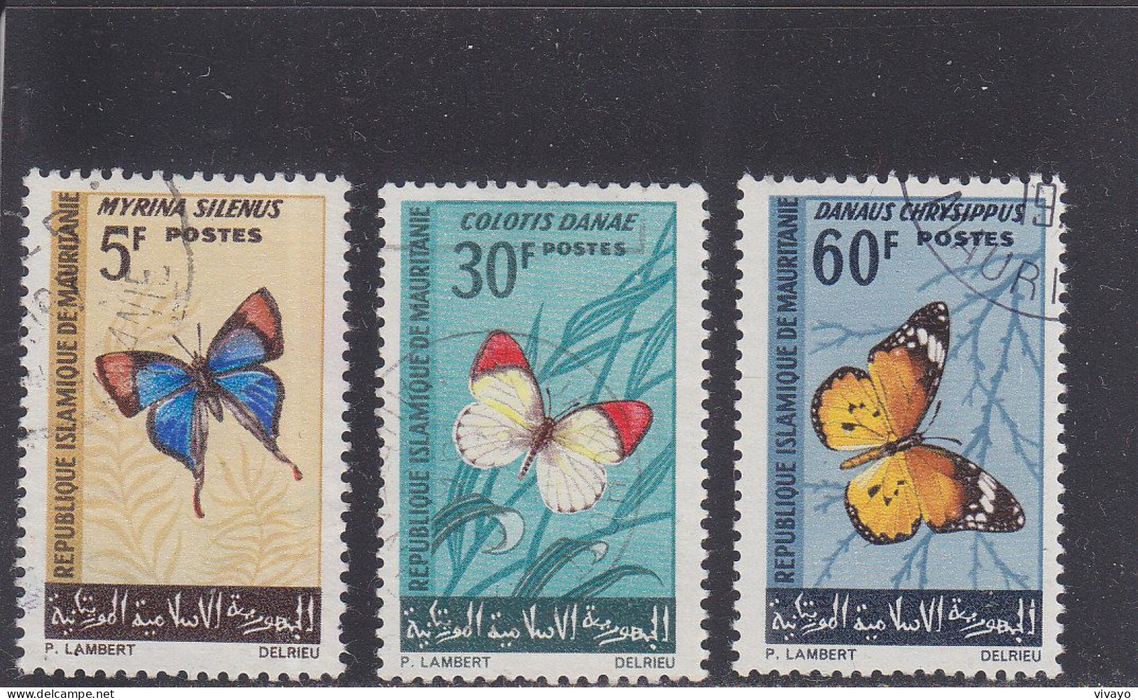 MAURITANIA - MAURITANIE - O / FINE CANCELLED - 1966 - BUTTERFLIES, MARIPOSAS, PAPILLONS  Yv. 214/5, 217 Mi. 291/1,293 - Mauritanie (1960-...)