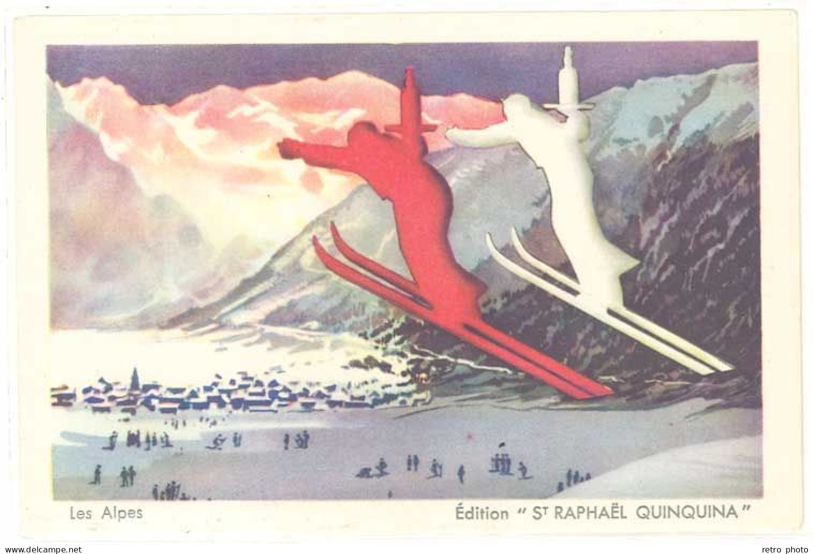Cpa Pub Saint Raphaël Quinquina - Les Alpes ( Saut à Skis )   (S.12673) - Publicité