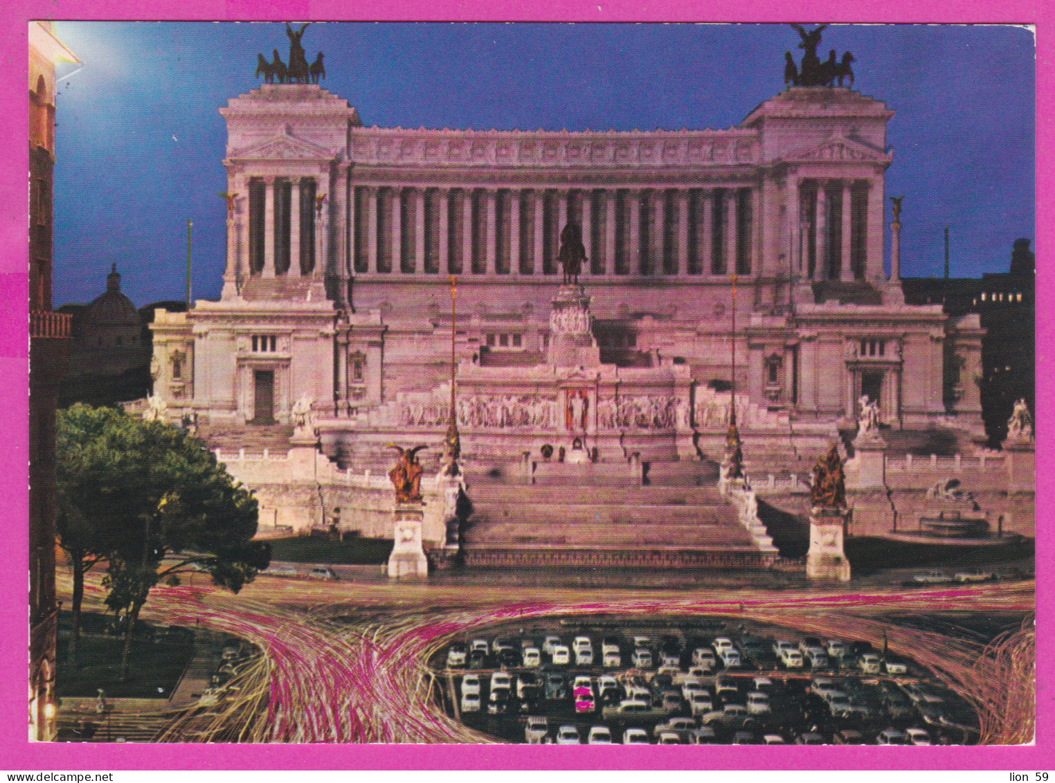 290447 / Italy - Roma (Rome)  - Nacht Night Nuit  Altar Of The Fatherland (Altare Della Patria) Statue Car PC 267 Italia - Altare Della Patria