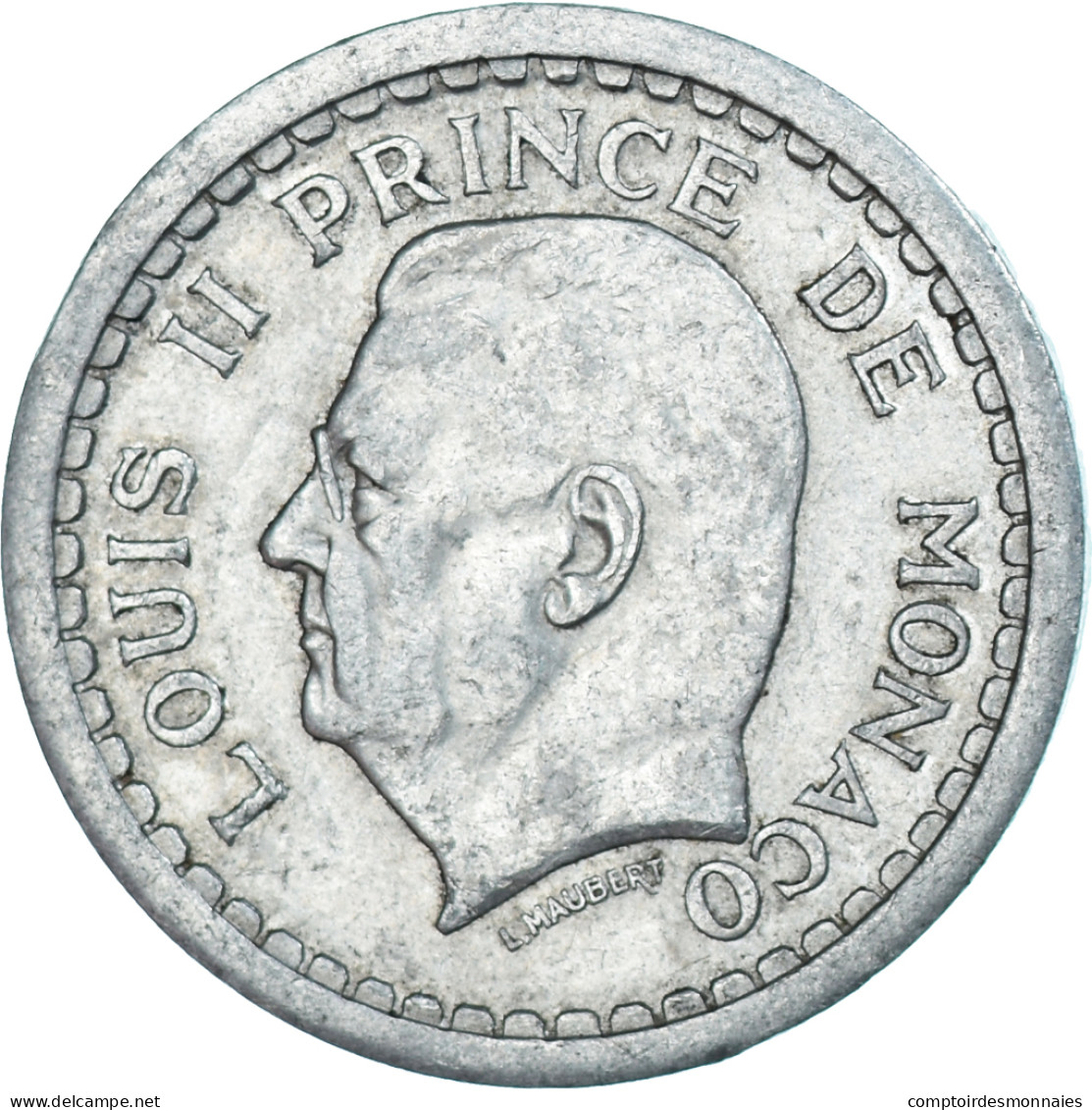 Monnaie, Monaco, 2 Francs, Undated (1943), TB+, Aluminium, Gadoury:MC 133 - 1922-1949 Louis II.