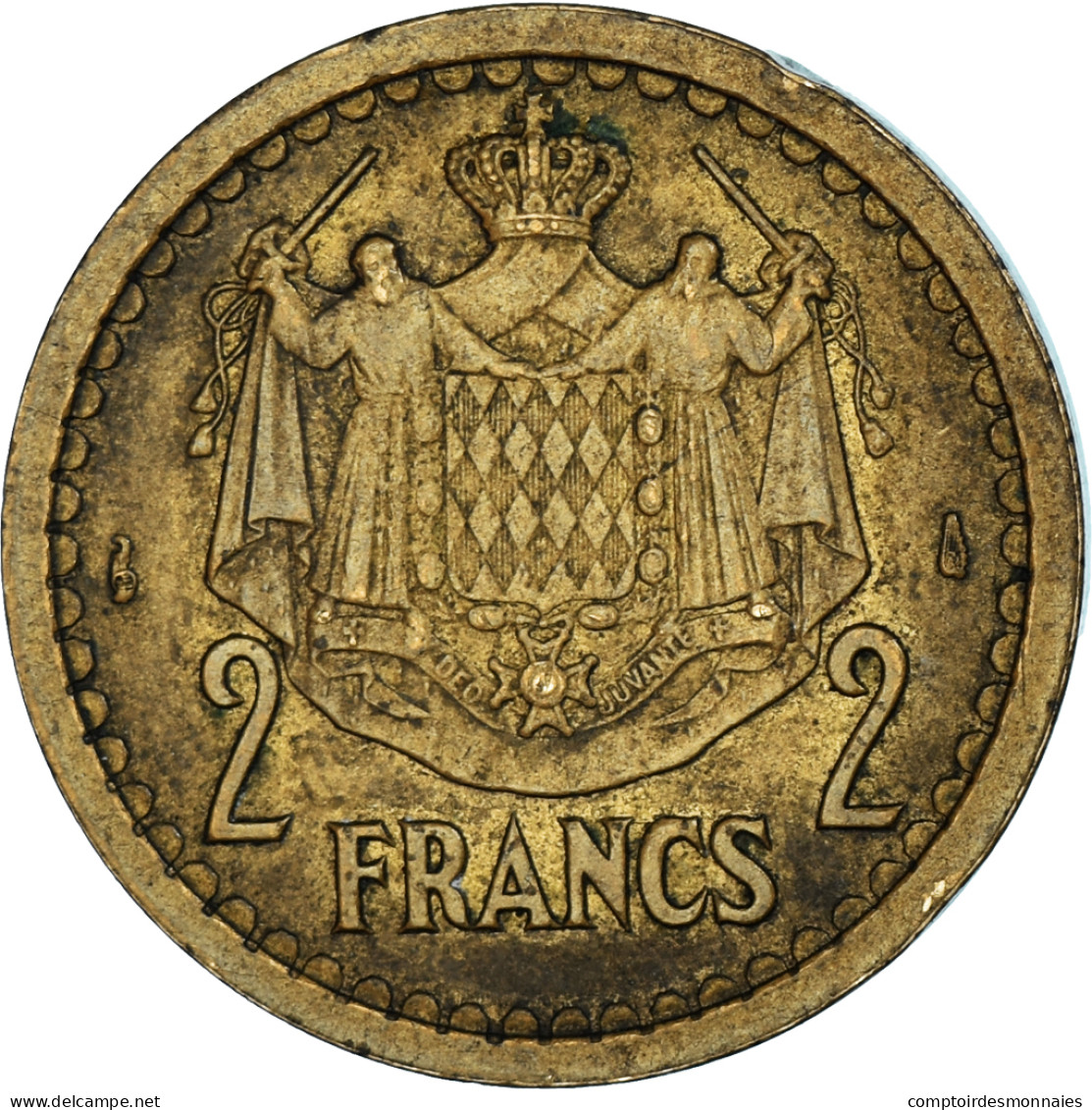 Monnaie, Monaco, Louis II, 2 Francs, 1945, TTB, Bronze-Aluminium, Gadoury:MC134 - 1922-1949 Luigi II