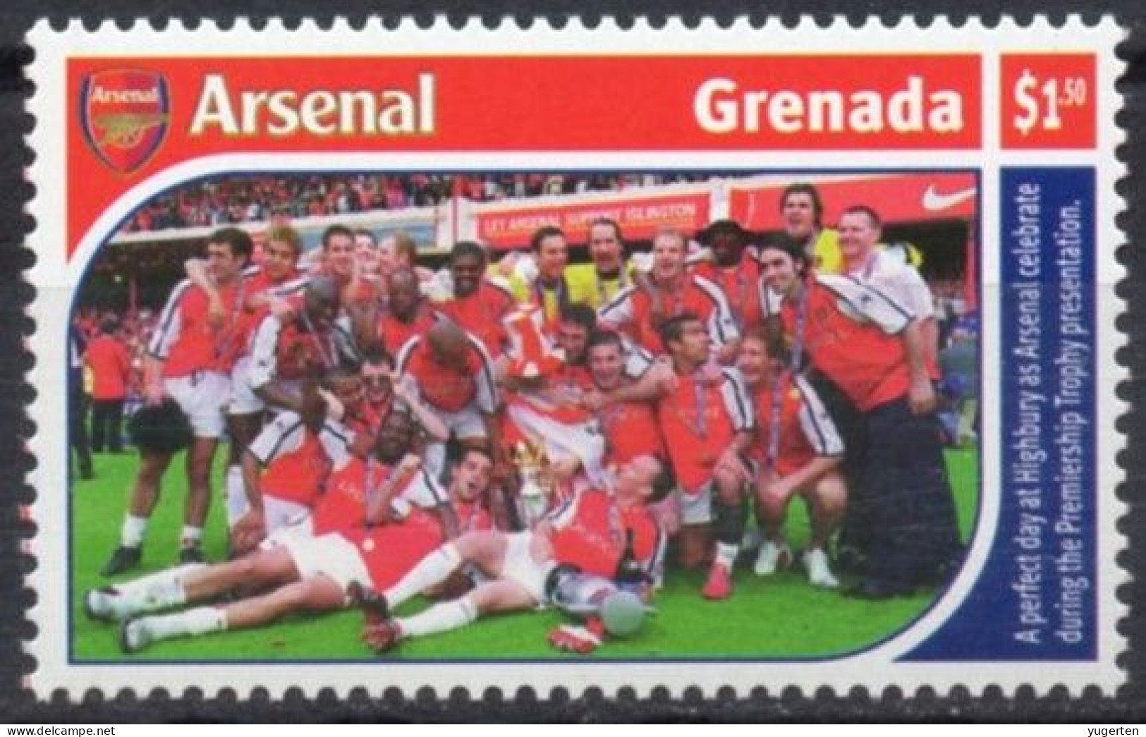 GRENADA 2002 - 1v - MNH - Football - England - Arsenal - Fußball - Fútbol - Futebol - Calcio - Soccer - Clubs Mythiques
