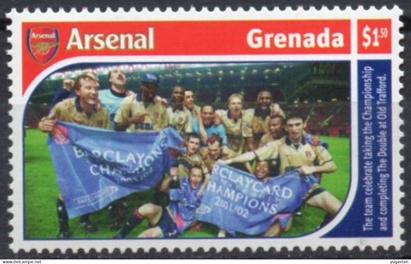 GRENADA 2002 - 1v - MNH - Football - England - Arsenal - Fußball - Fútbol - Futebol - Calcio - Soccer - Clubs Mythiques