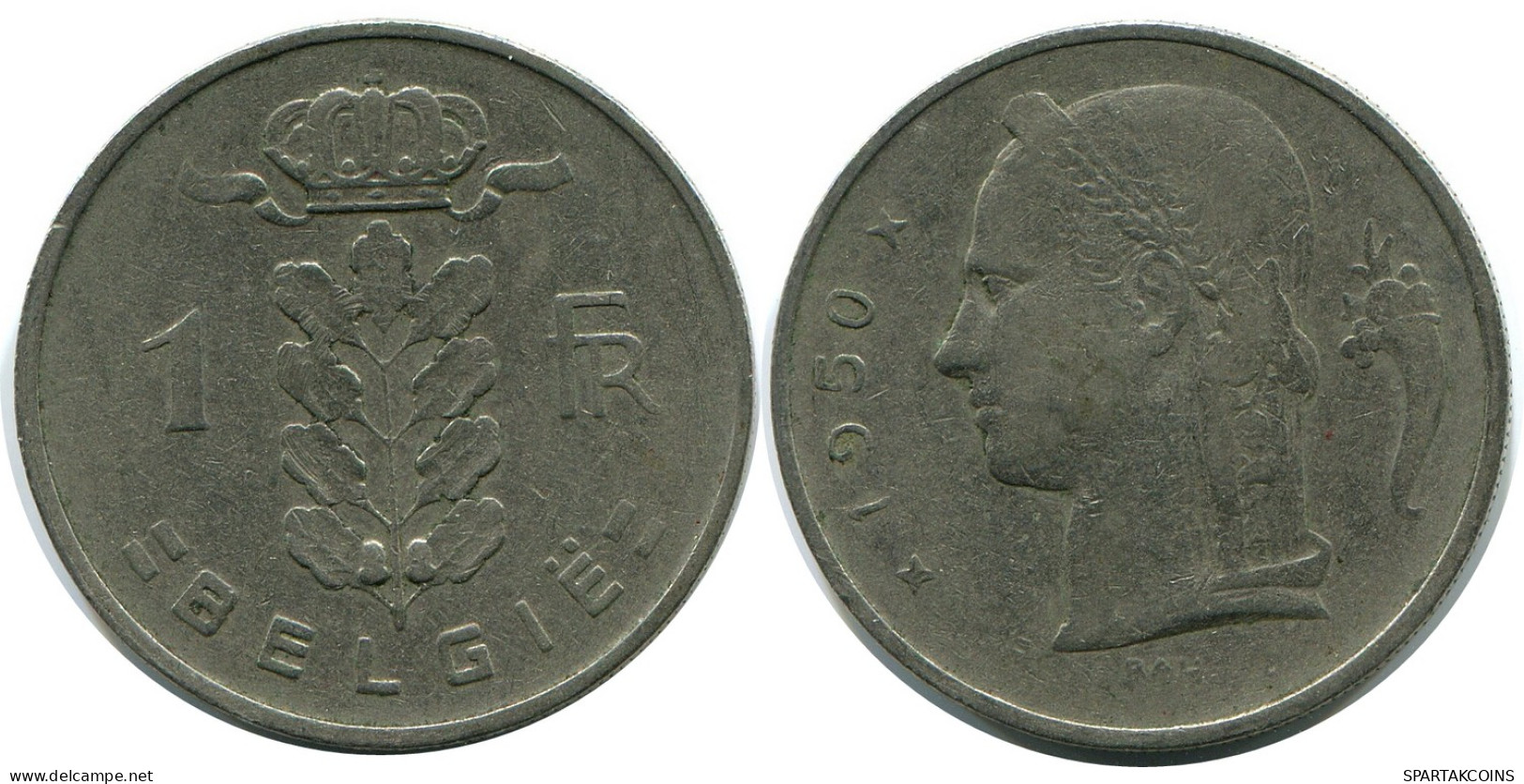 1 FRANC 1950 DUTCH Text BÉLGICA BELGIUM Moneda #AZ342.E - 1 Franc