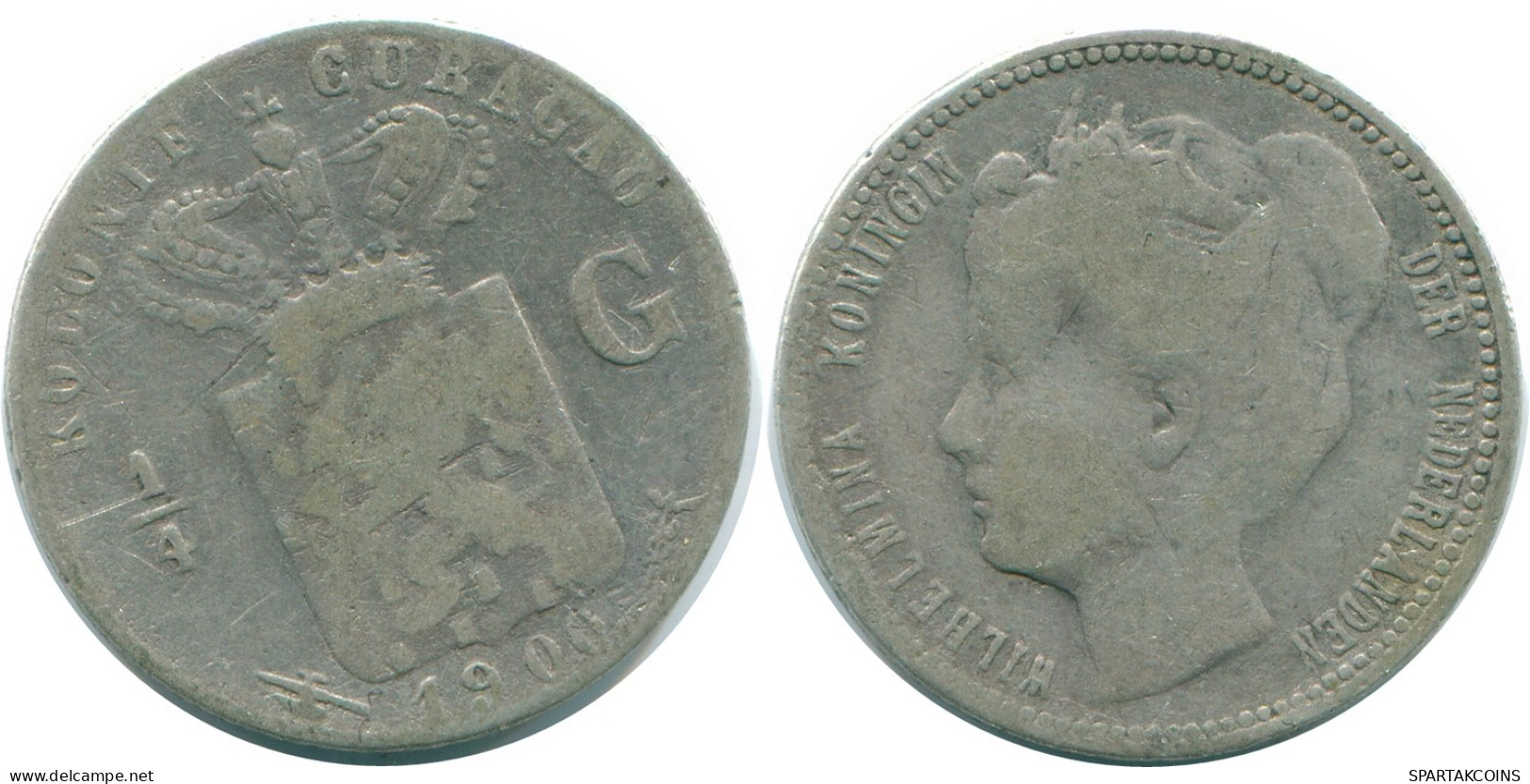 1/4 GULDEN 1900 CURACAO NEERLANDÉS NETHERLANDS PLATA Colonial #NL10494.4.E - Curacao