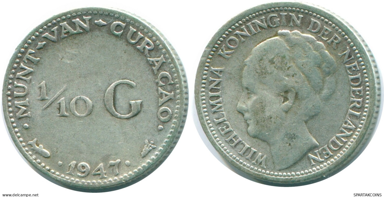 1/10 GULDEN 1947 CURACAO NEERLANDÉS NETHERLANDS PLATA #NL11829.3.E - Curacao