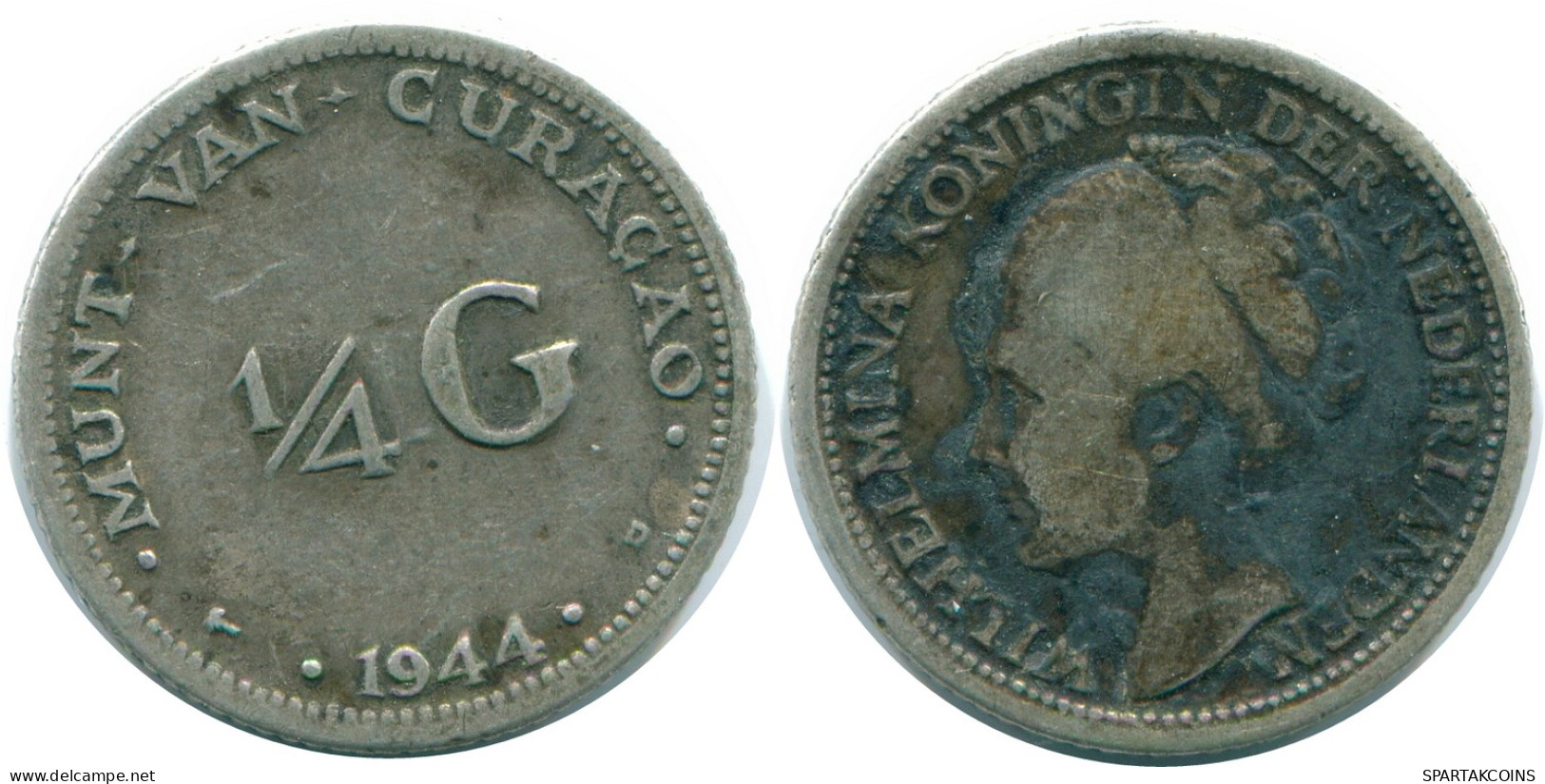 1/4 GULDEN 1944 CURACAO NEERLANDÉS NETHERLANDS PLATA Colonial #NL10640.4.E - Curacao