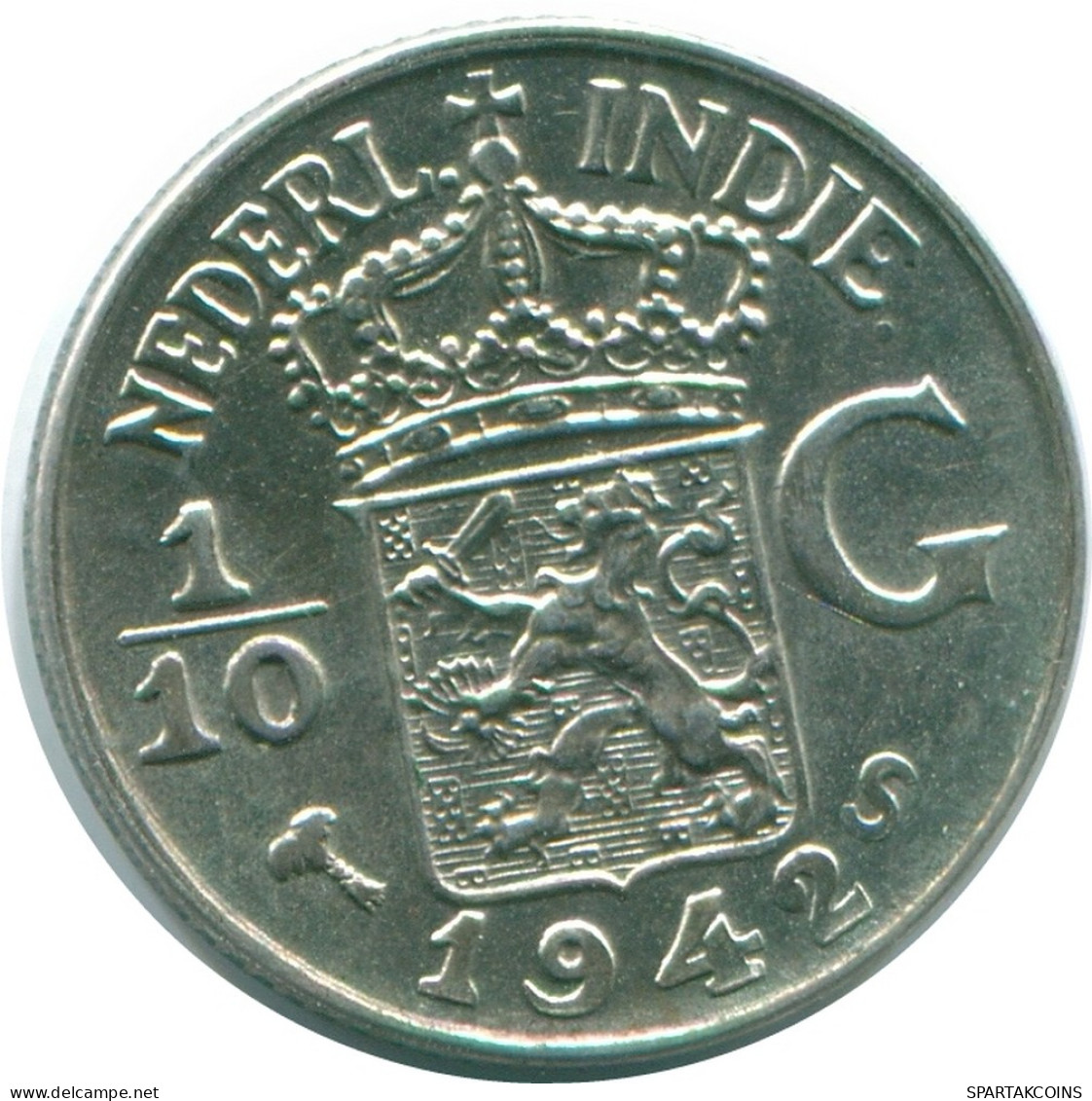 1/10 GULDEN 1942 INDIAS ORIENTALES DE LOS PAÍSES BAJOS PLATA #NL13878.3.E - Indes Néerlandaises