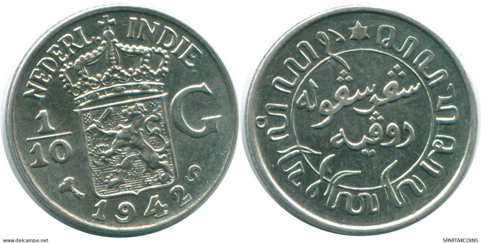 1/10 GULDEN 1942 INDIAS ORIENTALES DE LOS PAÍSES BAJOS PLATA #NL13878.3.E - Indes Néerlandaises